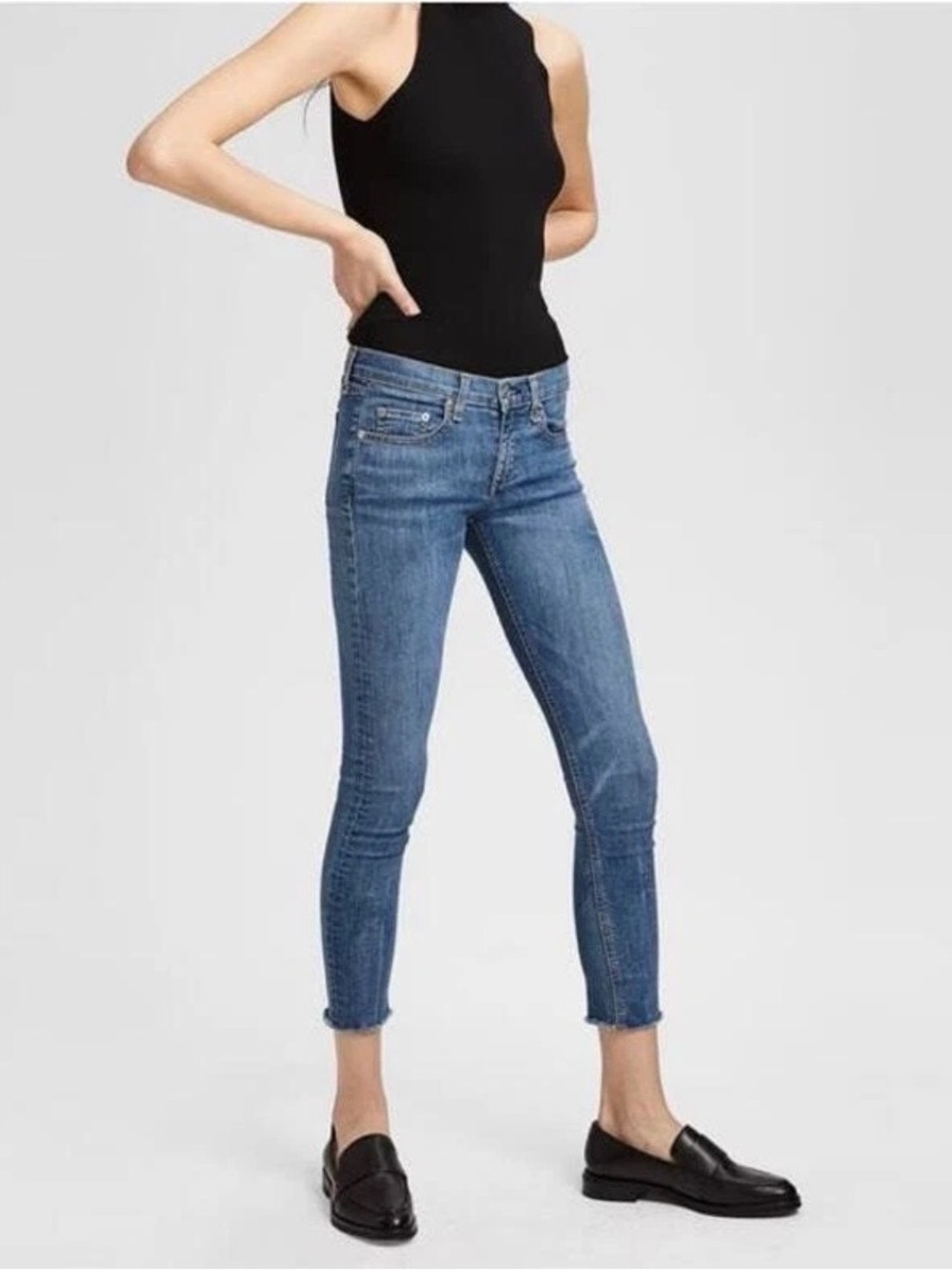 rag & bone Lucky Rouge Ankle Skinny Jeans Size 25 Raw Hem
